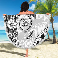 Polynesian Pattern With Plumeria Flowers Beach Blanket White LT05 - Polynesian Pride