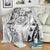 Polynesian Pattern With Plumeria Flowers Blanket White