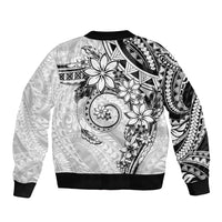 Polynesian Pattern With Plumeria Flowers Bomber Jacket White LT05 - Polynesian Pride