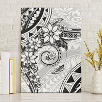 Polynesian Pattern With Plumeria Flowers Canvas Wall Art White LT05 Without Frame White - Polynesian Pride