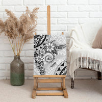 Polynesian Pattern With Plumeria Flowers Canvas Wall Art White LT05 - Polynesian Pride