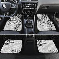Polynesian Pattern With Plumeria Flowers Car Mats White LT05 Set 4pcs White - Polynesian Pride