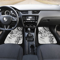 Polynesian Pattern With Plumeria Flowers Car Mats White LT05 Set 2pcs - Front White - Polynesian Pride