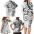 Polynesian Pattern With Plumeria Flowers Family Matching Long Sleeve Bodycon Dress and Hawaiian Shirt White