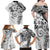 Polynesian Pattern With Plumeria Flowers Family Matching Off Shoulder Maxi Dress and Hawaiian Shirt White