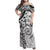 Polynesian Pattern With Plumeria Flowers Family Matching Off Shoulder Maxi Dress and Hawaiian Shirt White