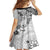 Polynesian Pattern With Plumeria Flowers Family Matching Short Sleeve Bodycon Dress and Hawaiian Shirt White