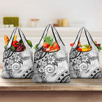 Polynesian Pattern With Plumeria Flowers Grocery Bag White LT05 3-pack One Size White - Polynesian Pride
