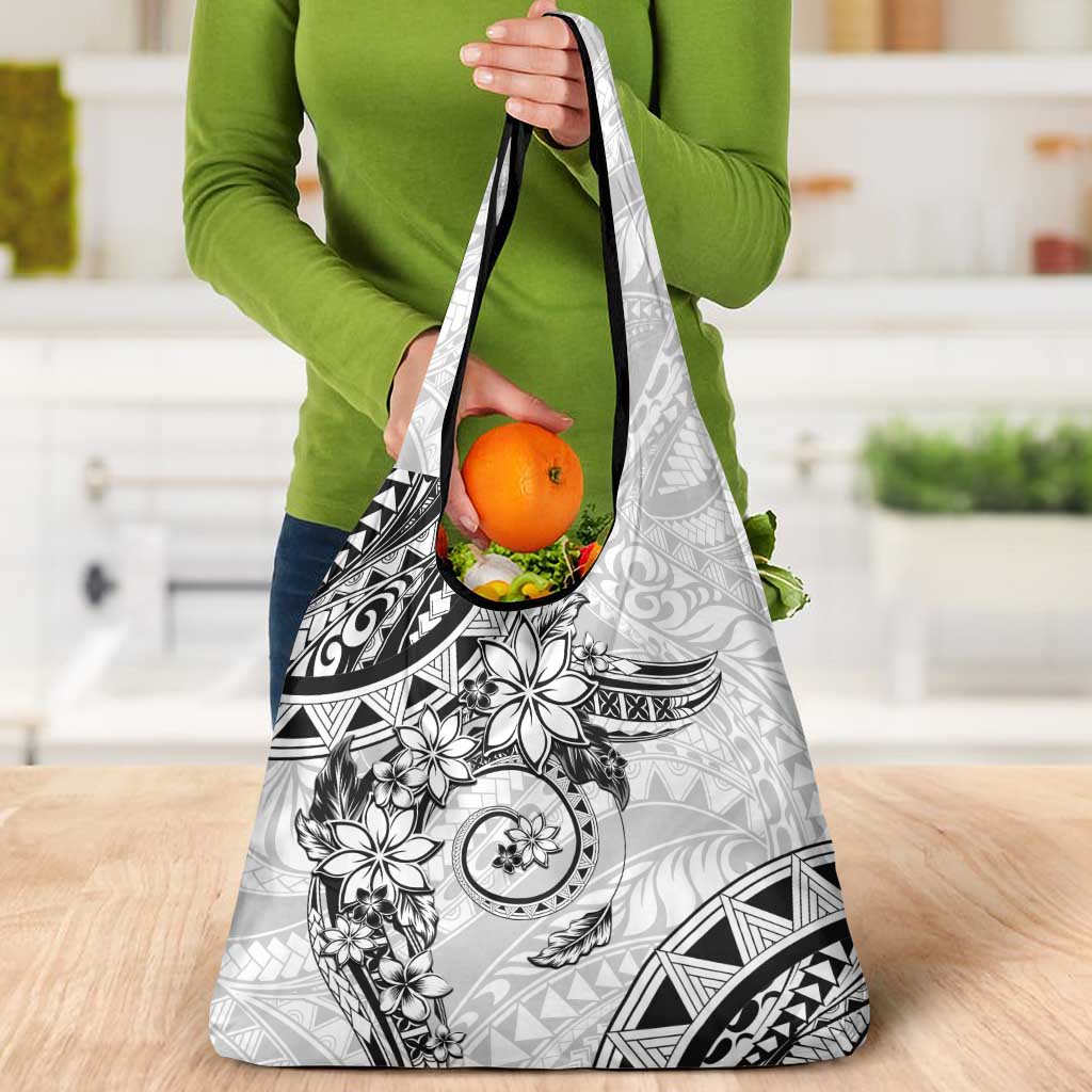 Polynesian Pattern With Plumeria Flowers Grocery Bag White LT05 - Polynesian Pride