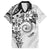 Polynesian Pattern With Plumeria Flowers Hawaiian Shirt White