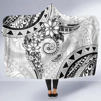 Polynesian Pattern With Plumeria Flowers Hooded Blanket White LT05 - Polynesian Pride