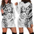 Polynesian Pattern With Plumeria Flowers Hoodie Dress White