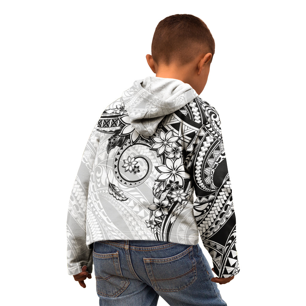 Polynesian Pattern With Plumeria Flowers Kid Hoodie White LT05 - Polynesian Pride