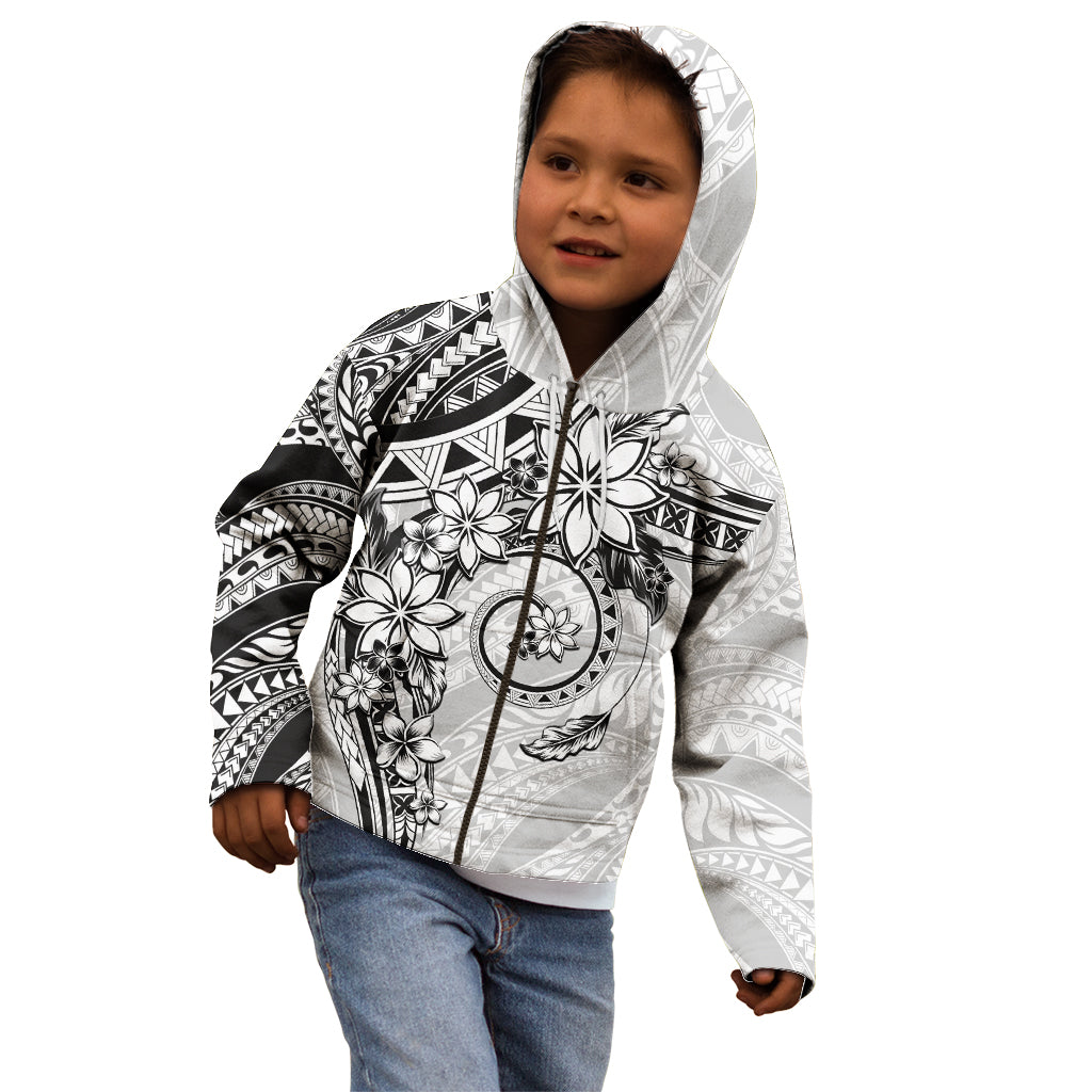 Polynesian Pattern With Plumeria Flowers Kid Hoodie White LT05 - Polynesian Pride