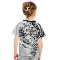 Polynesian Pattern With Plumeria Flowers Kid T Shirt White LT05 - Polynesian Pride