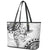 Polynesian Pattern With Plumeria Flowers Leather Tote Bag White