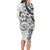 Polynesian Pattern With Plumeria Flowers Long Sleeve Bodycon Dress White