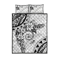 Polynesian Pattern With Plumeria Flowers Quilt Bed Set White LT05 - Polynesian Pride