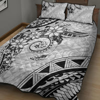 Polynesian Pattern With Plumeria Flowers Quilt Bed Set White LT05 - Polynesian Pride