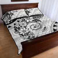 Polynesian Pattern With Plumeria Flowers Quilt Bed Set White LT05 - Polynesian Pride