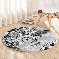Polynesian Pattern With Plumeria Flowers Round Carpet White LT05 - Polynesian Pride