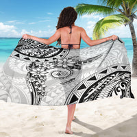 Polynesian Pattern With Plumeria Flowers Sarong White LT05 - Polynesian Pride