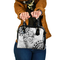 Polynesian Pattern With Plumeria Flowers Shoulder Handbag White LT05 One Size White - Polynesian Pride