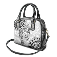 Polynesian Pattern With Plumeria Flowers Shoulder Handbag White LT05 - Polynesian Pride