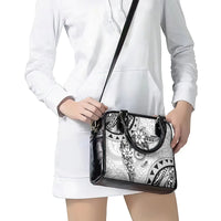 Polynesian Pattern With Plumeria Flowers Shoulder Handbag White LT05 - Polynesian Pride