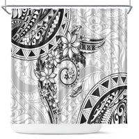Polynesian Pattern With Plumeria Flowers Shower Curtain White LT05 White - Polynesian Pride