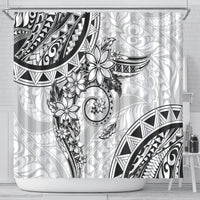 Polynesian Pattern With Plumeria Flowers Shower Curtain White LT05 - Polynesian Pride