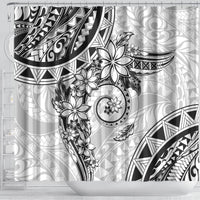 Polynesian Pattern With Plumeria Flowers Shower Curtain White LT05 - Polynesian Pride