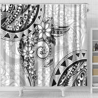 Polynesian Pattern With Plumeria Flowers Shower Curtain White LT05 - Polynesian Pride