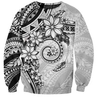 Polynesian Pattern With Plumeria Flowers Sweatshirt White LT05 Unisex White - Polynesian Pride