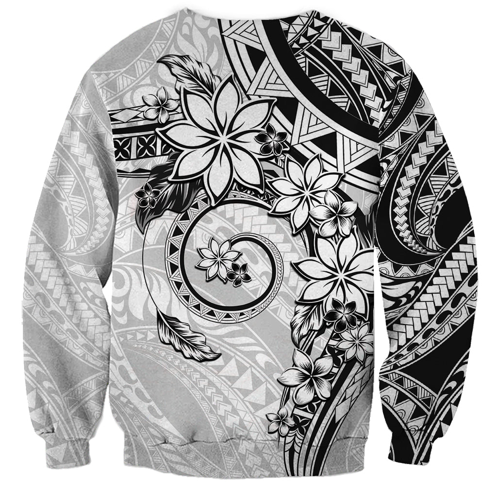 Polynesian Pattern With Plumeria Flowers Sweatshirt White LT05 - Polynesian Pride