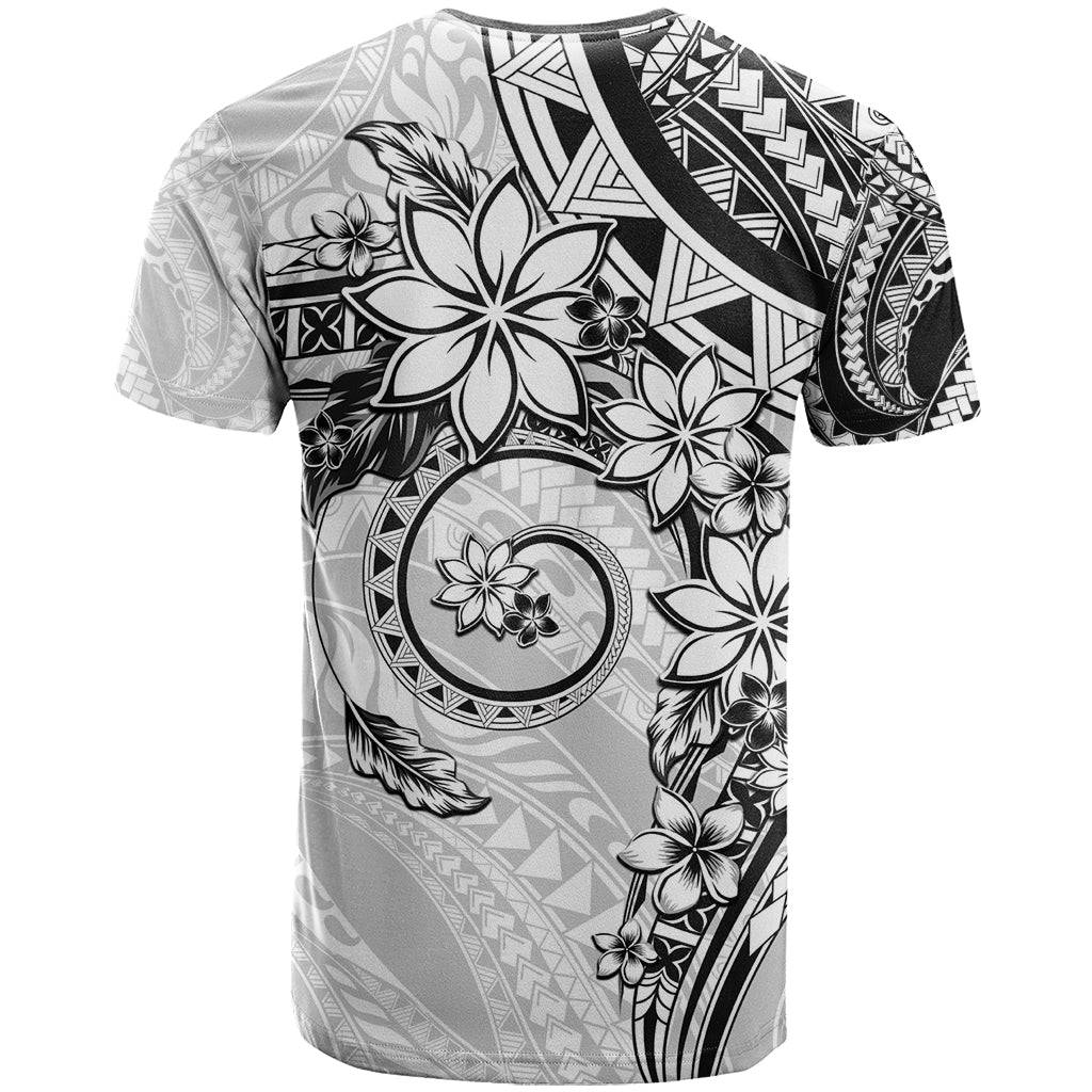 Polynesian Pattern With Plumeria Flowers T Shirt White LT05 - Polynesian Pride