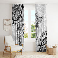 Polynesian Pattern With Plumeria Flowers Window Curtain White LT05 - Polynesian Pride
