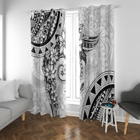 Polynesian Pattern With Plumeria Flowers Window Curtain White LT05 With Grommets White - Polynesian Pride