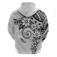 Polynesian Pattern With Plumeria Flowers Zip Hoodie White LT05 - Polynesian Pride