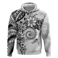Polynesian Pattern With Plumeria Flowers Zip Hoodie White LT05 Pullover Hoodie White - Polynesian Pride