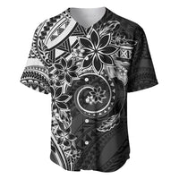 Polynesian Pattern With Plumeria Flowers Baseball Jersey Black LT05 Black - Polynesian Pride