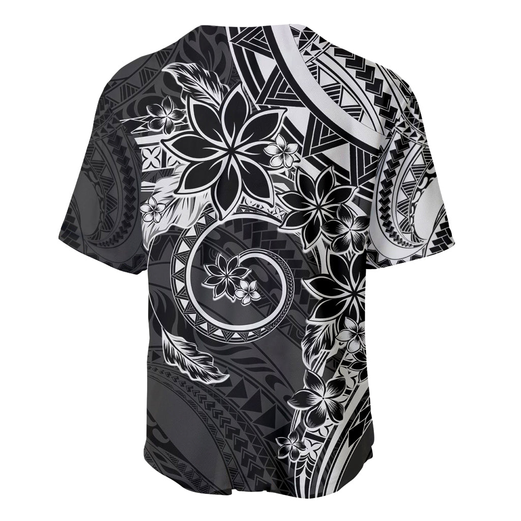 Polynesian Pattern With Plumeria Flowers Baseball Jersey Black LT05 - Polynesian Pride