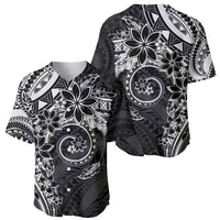 Polynesian Pattern With Plumeria Flowers Baseball Jersey Black LT05 - Polynesian Pride