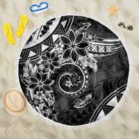 Polynesian Pattern With Plumeria Flowers Beach Blanket Black LT05 One Size 150cm Black - Polynesian Pride