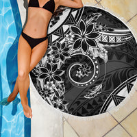 Polynesian Pattern With Plumeria Flowers Beach Blanket Black LT05 - Polynesian Pride