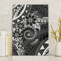 Polynesian Pattern With Plumeria Flowers Canvas Wall Art Black LT05 Without Frame Black - Polynesian Pride