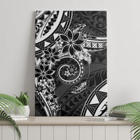 Polynesian Pattern With Plumeria Flowers Canvas Wall Art Black LT05 - Polynesian Pride