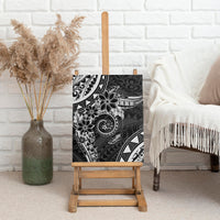 Polynesian Pattern With Plumeria Flowers Canvas Wall Art Black LT05 - Polynesian Pride