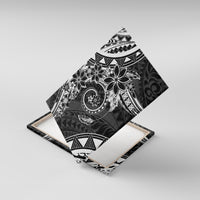 Polynesian Pattern With Plumeria Flowers Canvas Wall Art Black LT05 With Frame Black - Polynesian Pride