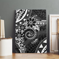 Polynesian Pattern With Plumeria Flowers Canvas Wall Art Black LT05 - Polynesian Pride